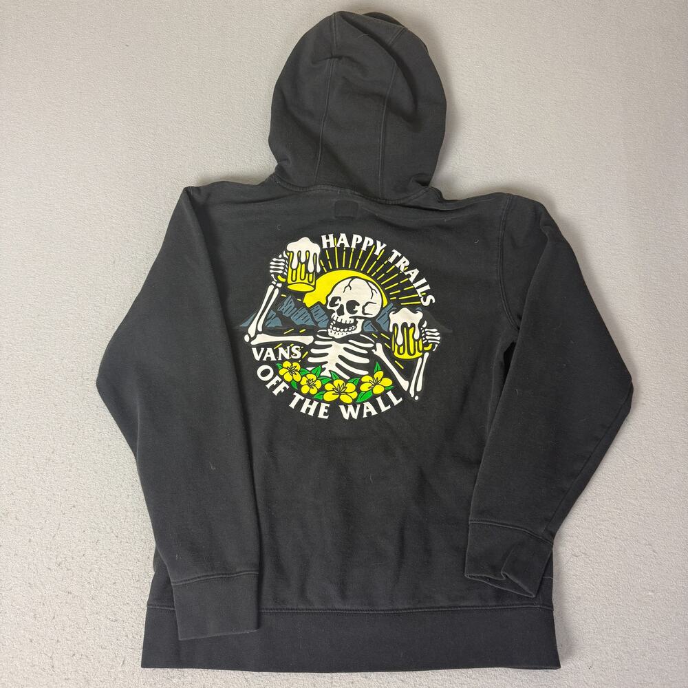 Vans Happy Trails Skeleton Beer Graphic Black Pullover Hoodie Mens Small